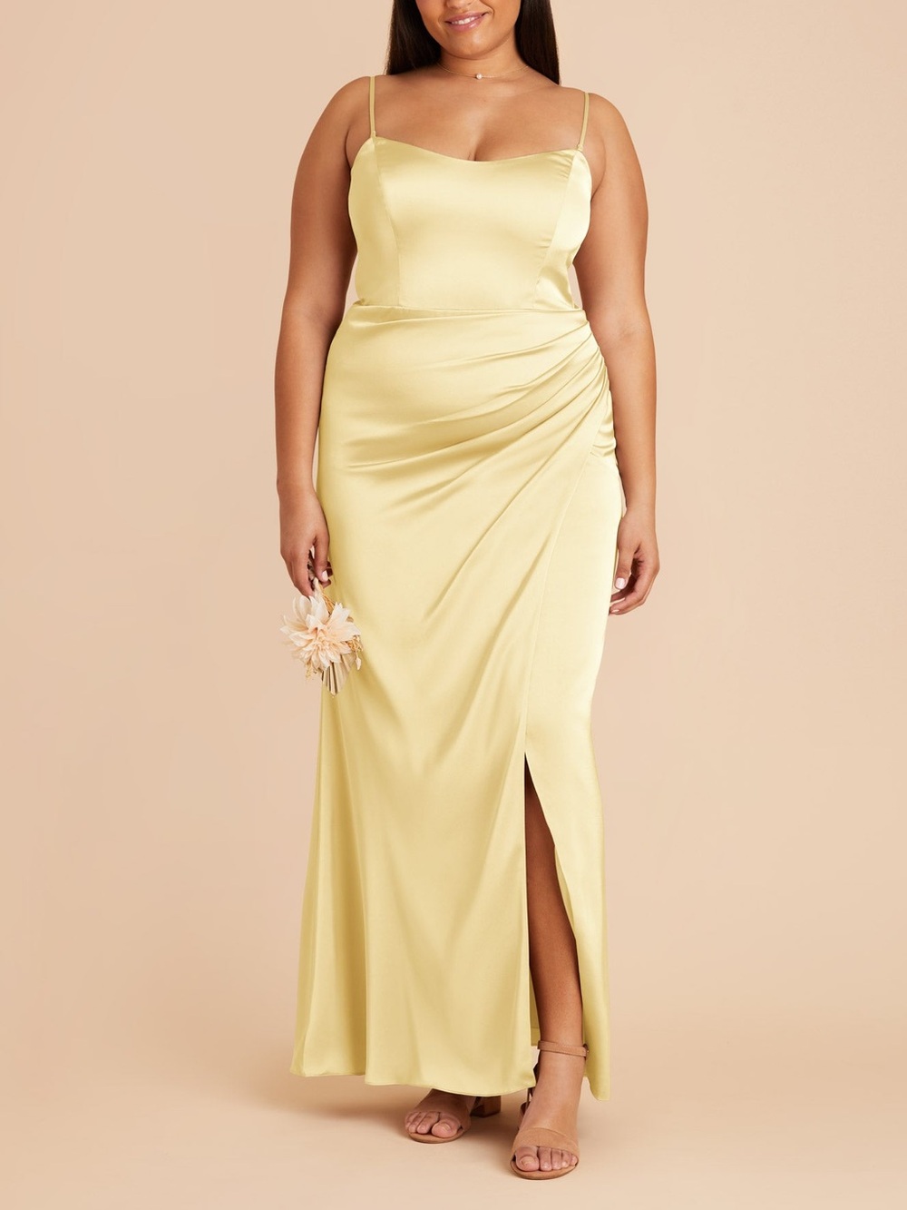 NWT Birdy Grey Anne Matte Satin Lemon Sorbet Yellow Bridesmaid Maxi Dress Sz XXL